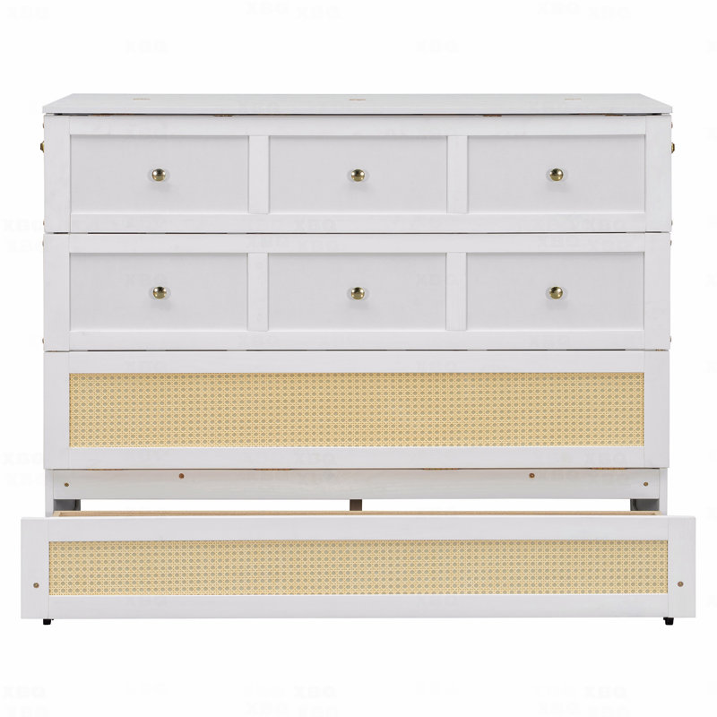 Lit escamotable double avec grands tiroirs, Blanc