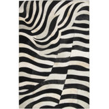 Area Cowhide Animal Print Area Rug in Black/Off White/Cream