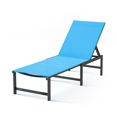 Chaise longue d'extérieur en aluminium, sans assemblage, avec dossier réglable à 5 positions, chaise longue de patio pour la piscine extérieure, la plage, la détente sur la pelouse