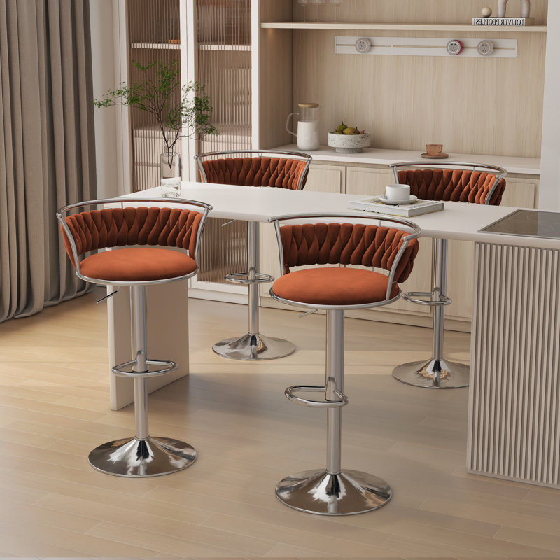 Tabouret de bar Christal, Orange, Argent