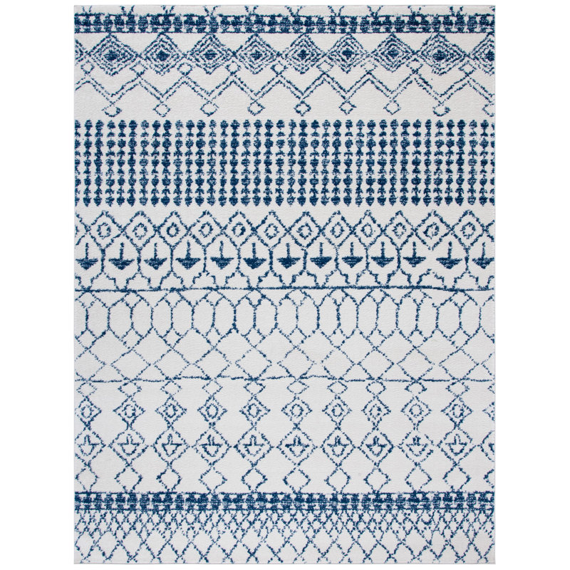 Tapis bleu marine / ivoire Sturdivant, Rectangle 9 pi x 12 pi