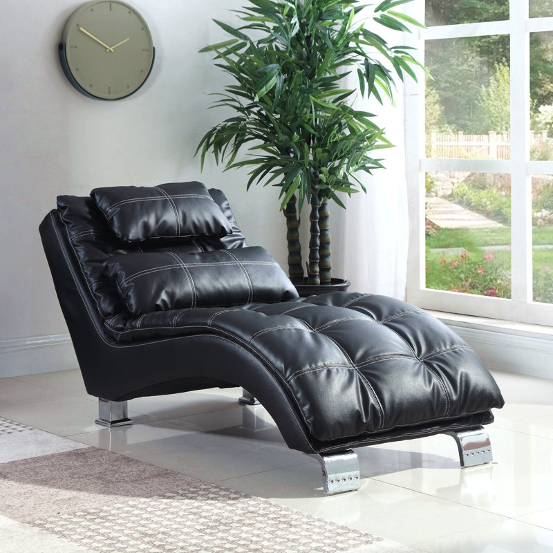 Black Upholstered Chaise With Arched Base