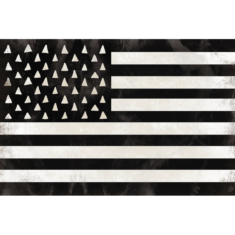 Black And White Contemporary Flag - Wrapped Canvas Art Prints, 30cm H x 46cm W x 3.8cm D