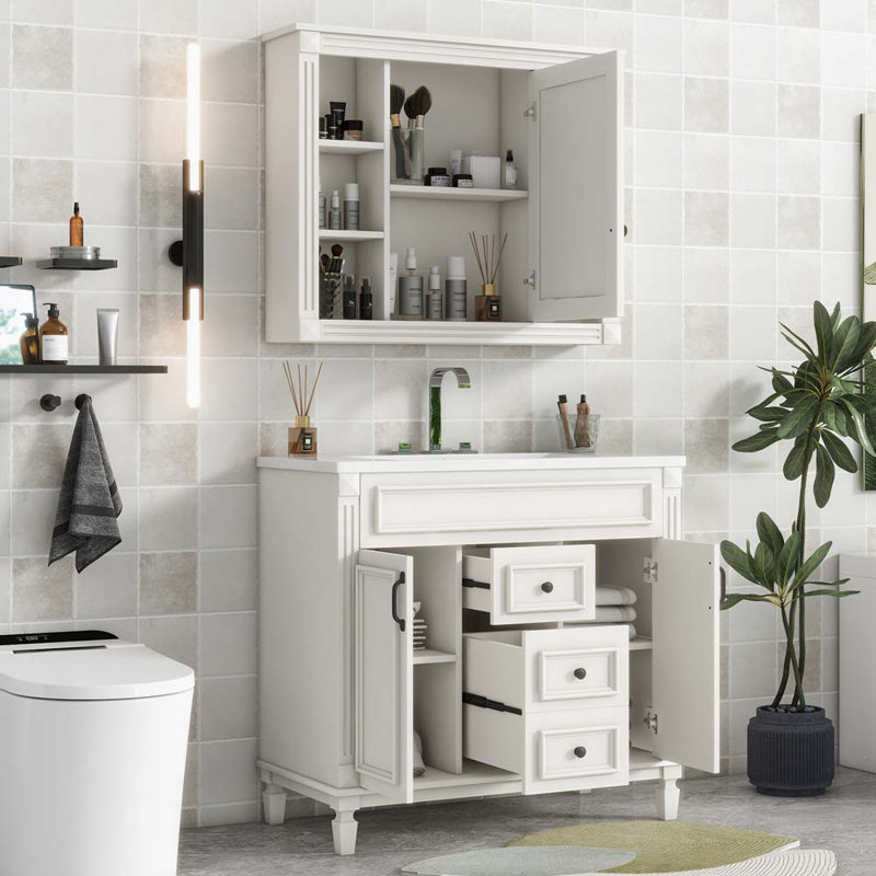 Ensemble de meuble-lavabo simple 36 po Clenon, Blanc