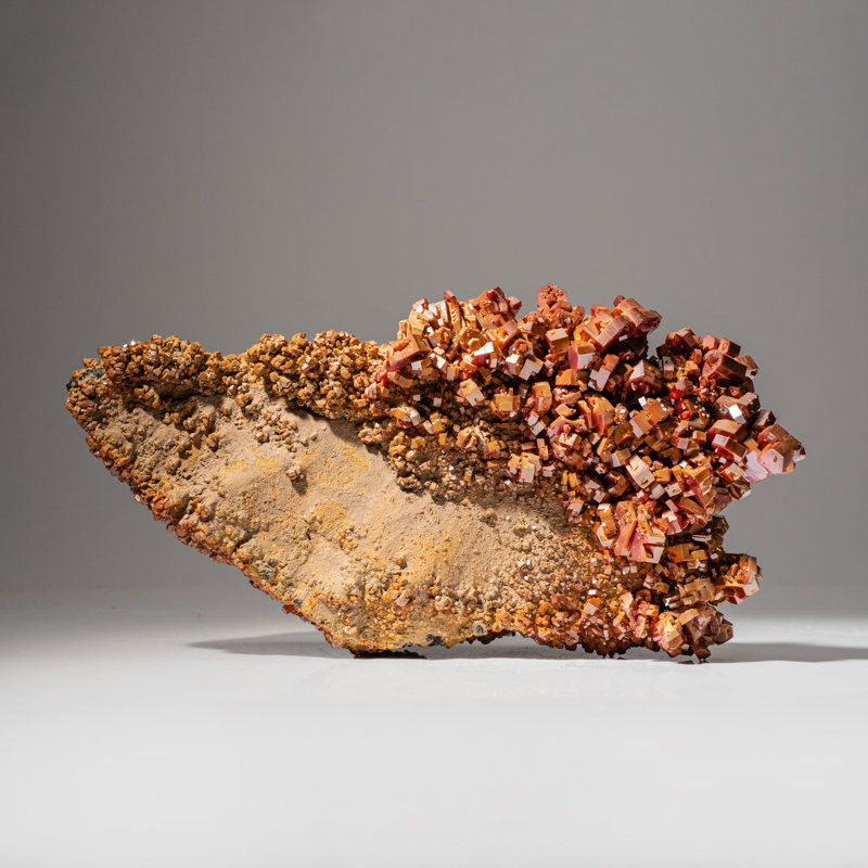 Vanadinite Crystal Cluster On Matrix from Mibladen, Atlas Mountains, Kh©Nifra Province, Morocco