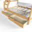 Lit simple superposé au dessus d'un lit double avec tiroirs de rangement, structure de lit superposé pour enfants en bois massif avec lattes, conception convertible, blanc et naturel