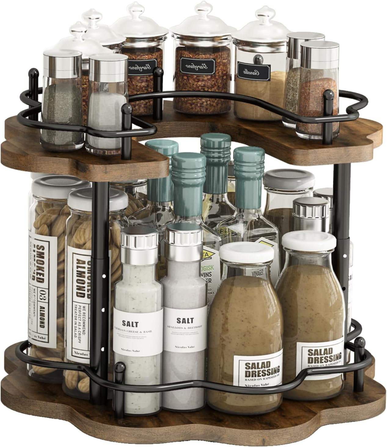 17 Stories 2-Layer Storage Rack, 2-Layer Rotating Condiment Rack, With ...