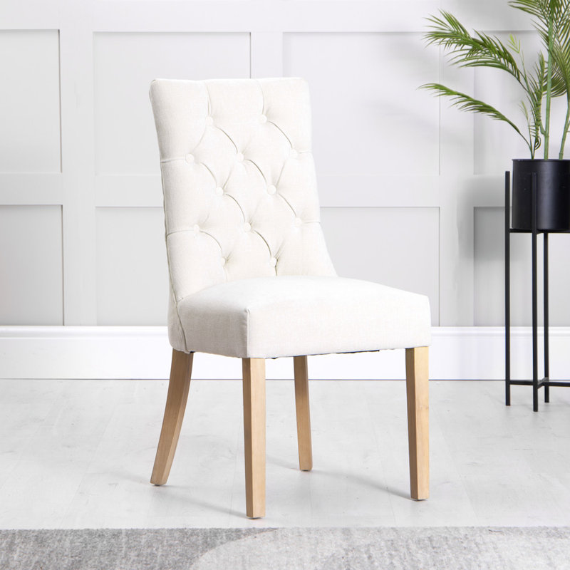 Morcott Curved Button Back Dining Chair, Natural, 4, Natural