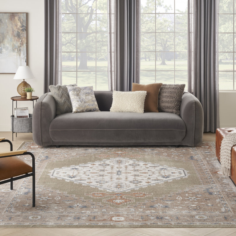  Astra Machine Washable 10' x 14' Sage Multicolor Vintage Indoor Rug, Rectangle 10' x 14'