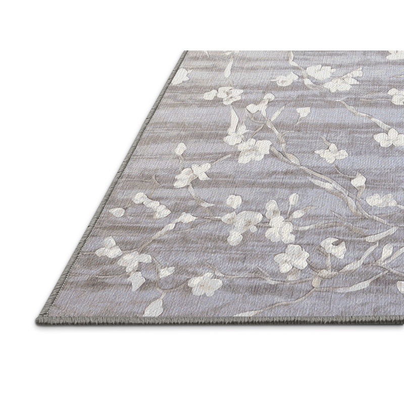 Machine Washable Pink Area Rug, Rectangle 5' x 7'