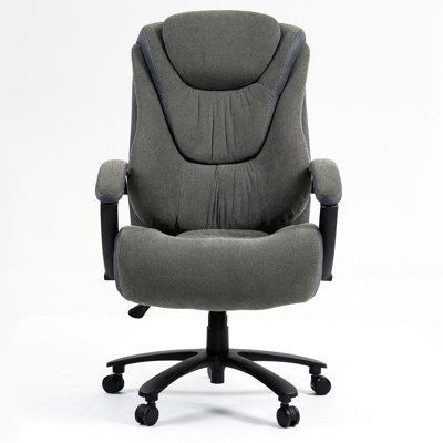 High Back Office Chair With Adjustable Height, Linen - Feel Breathable Fabric, Ergonomic S Curve , Stable Frame