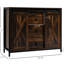 Buffet rustique brun, industriel avec portes coulissantes, trois tiroirs et tablettes réglables - grange 3 tiroirs, pour le magnétisme intérieur