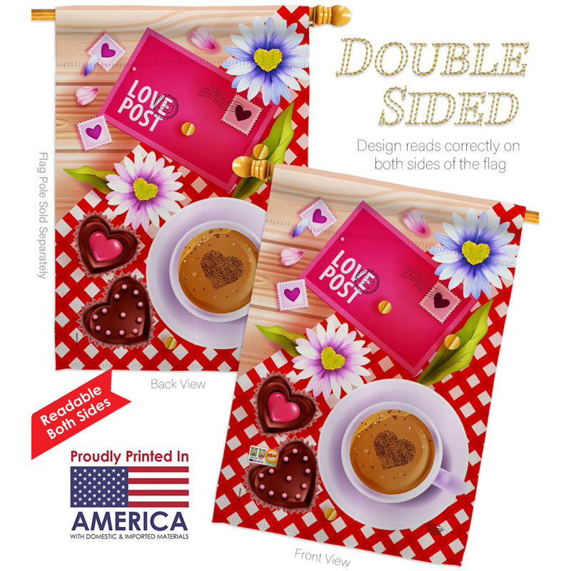 Double Sided Polyester Valentine's Day Garden Flag, 18.5" H x 13" W