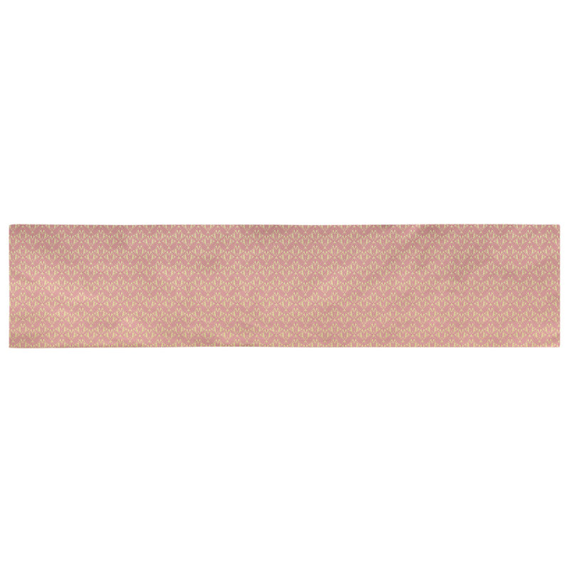 Chemin de table art déco Avicia, 90 po x 16 po, Rose / Jaune, Sergé de coton