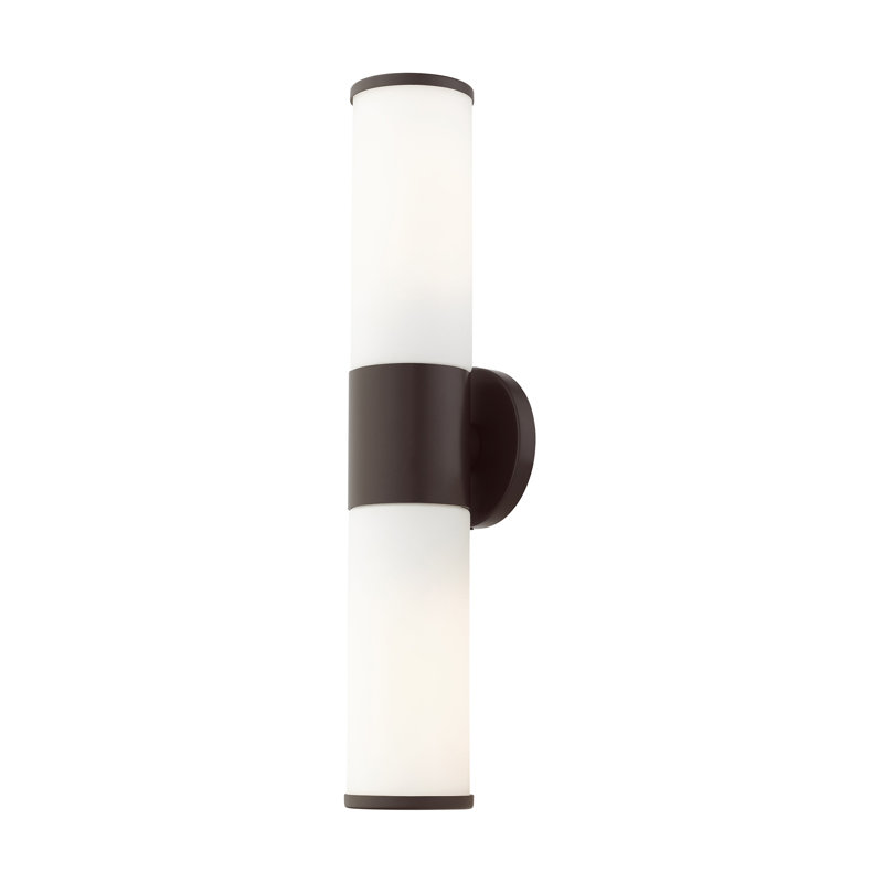 Bronze Opal Glass 2-Light Outdoor Vanity Sconce
