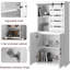 Grand garde-manger, grande armoire de rangement en bois avec porte de grange coulissante et tablettes réglables, grand placard autoportant pour salle à manger, salon, buanderie, blanc
