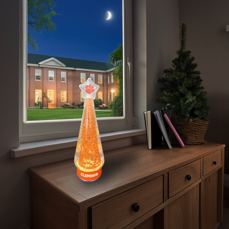 NCAA 12 inch Illuminated Glitter Globe Tree, Clemson Tigers