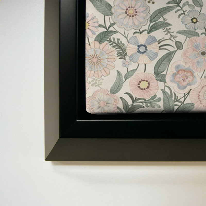 «Soft Floral Blooms» par Lorenzo Collective - Impression sur toile, H 44 po x l 64 po, Noir