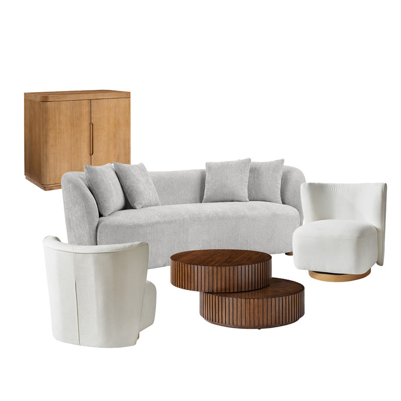 Ensemble de salon 5 pièces avec canapé, table basse, fauteuil et armoire, 5 pièces: canapé, table basse, 2 fauteuils, armo