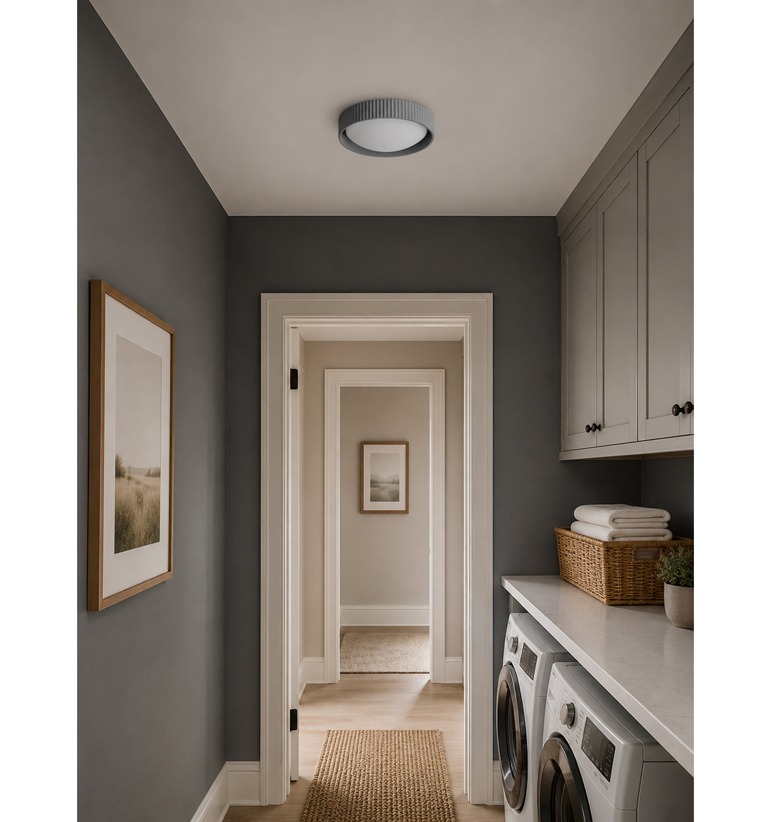 Carran Single Light Flush Mount, Gray