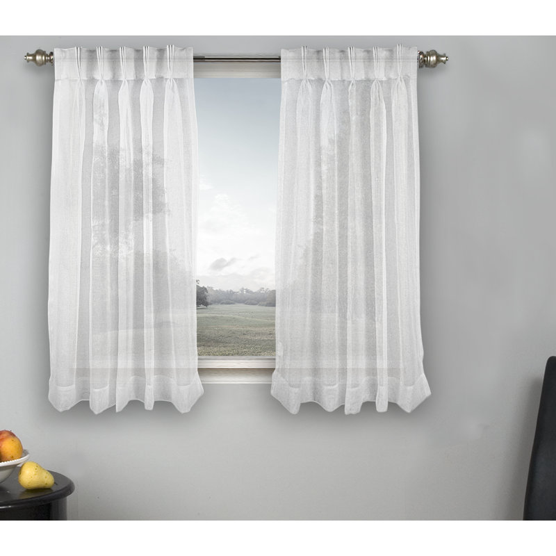 Paire de rideaux semi-transparents Patricia, Blanc, L 26 po x L 54 po