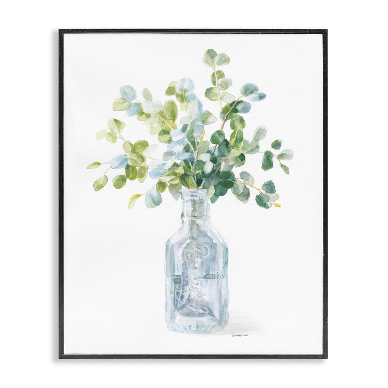 «Flower Jar Still Life Painting», impression sur toile, H 20 po x l 16 po, Giclée encadrée noir minuit