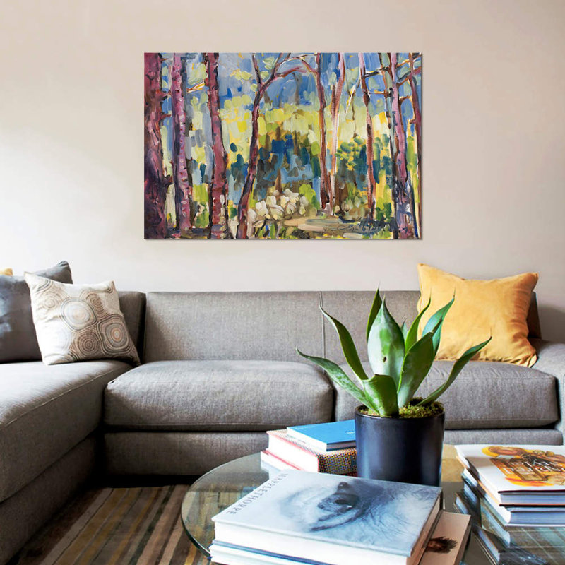 Impression sur toile brossy treeline i, H 12 po x l 18 po x P 1,5 po, Toile tendue, Pas de tapis