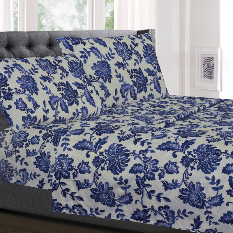 Tuscany Floral Printed Microfiber Sheet Set, King
