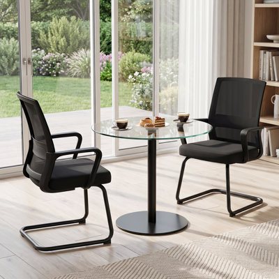 Office Guest Reception Waiting Room Chairs, Ergonomic Computer Chair with Lumbar Support and Sled Base, 330 lbs Capacity