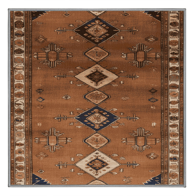 Machine Washable Persian Brown Area Rug, Square 3'