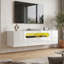 Modern Living Room Set, High-Gloss Floating LED TV Stand & Rectangular Coffee Table Combo-2080208921
