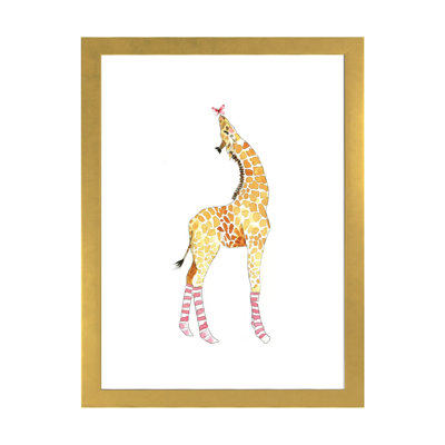 Girafe avec papillon par Mercedes Lopez Charro - reproduction d'art