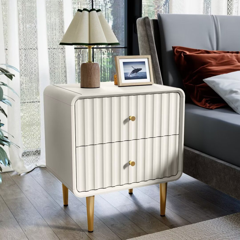 Table de chevet moderne l 19,6 po (ensemble de 2), Blanc, Ensemble de 2