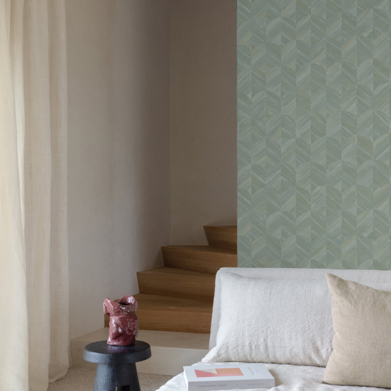 Surfaces Collection Geometric Prism Wallpaper Roll, Blue