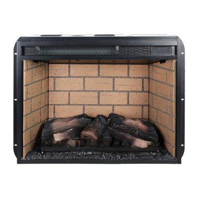 Infrared Quartz Heater Fireplace Insert - 23 Inch Woodlog Version With Brick Feature. 1500W Heat Energy. 5000 /H. Realistic Flame. 4 Brightness Settings. /Ul . Double Guarantee. Energy Saving. 400