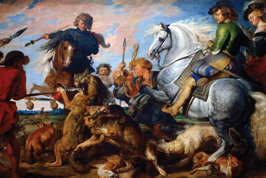 «Wolf and Fox Hunt» par Peter Paul Rubens, reproduction d'art