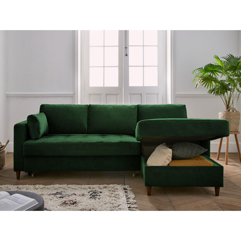 4 Seater Sofa Bed, Right Hand Facing, Green