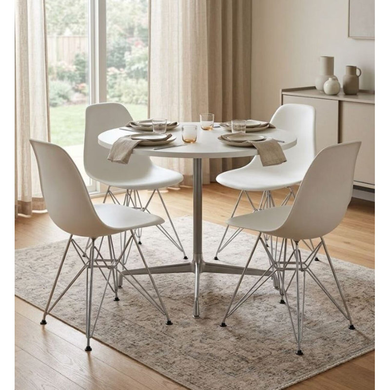  Ensemble de 4 chaises d'appoint Yann Mid-Century Modern, Blanc