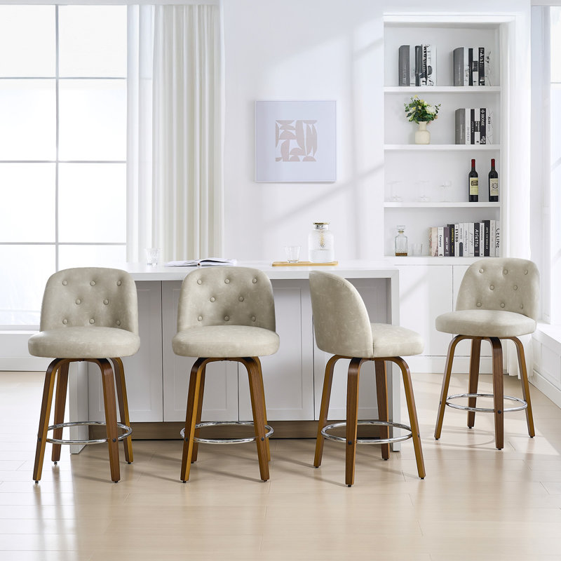 Tabouret pivotant rembourré, 1, Grège, Tabouret de comptoir (siège d'une hauteur de 26 p