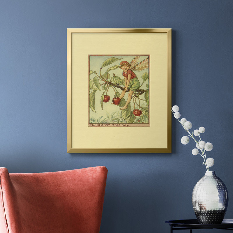 «The Cherry Tree Fairy», toile encadrée de qualité supérieure - prête à être accrochée, Or, H 24 po x l 20 po