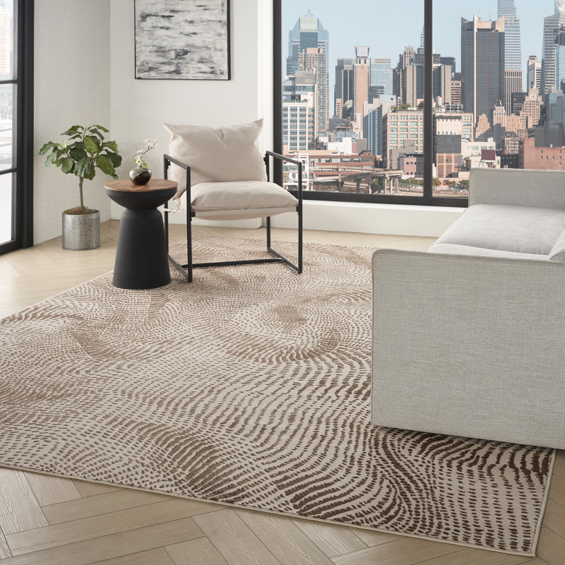 Alim Abstract Machine Made Area Rug, Beige Brown, Rectangle 239 x 300 cm
