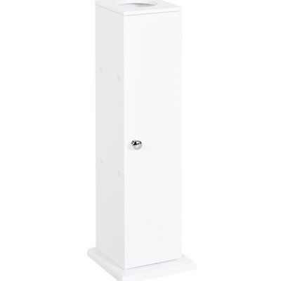 Petite armoire de salle de bain - Rangement de papier hygiénique de coin blanc avec portes et tablettes