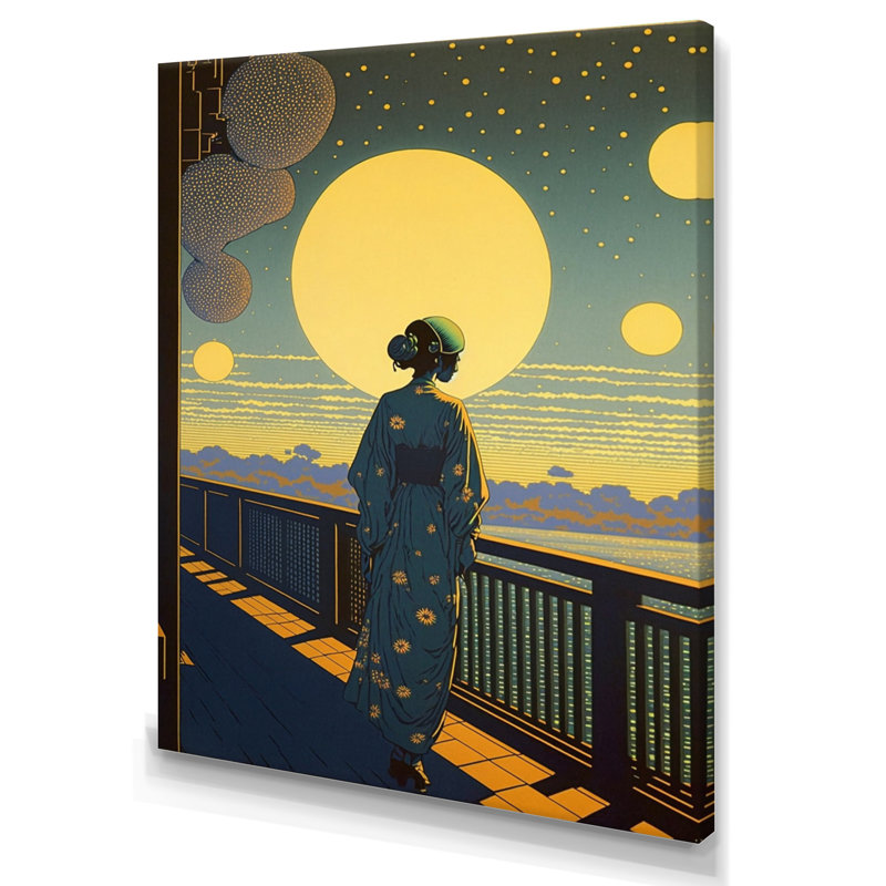 Marcher vers la pleine lune VII Marcher vers la pleine lune VII - reproduction sur toile, H 20 po x l 12 po x P 1 po