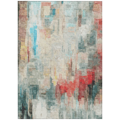 Machine Washable Indoor/Outdoor Chantille ACN2668 Abstract Rug