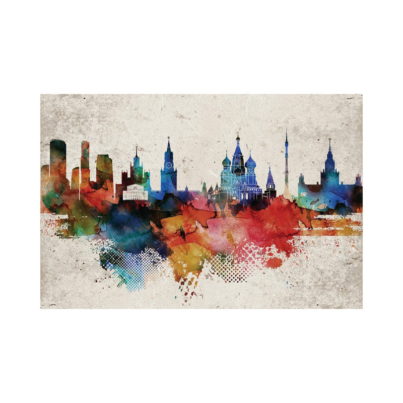 Moscow Abstract Skyline by WallDecorAddict - Wrapped Canvas Print, 66.04 cm H x 45.72 cm W