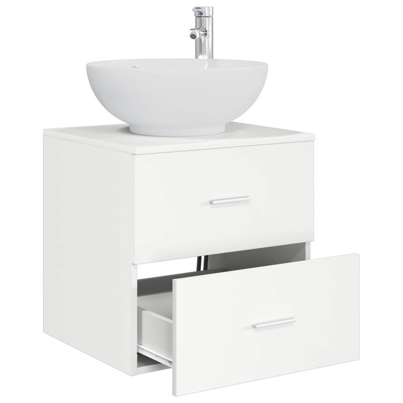 Single Bathroom Vanity with Ceramic Basin, White