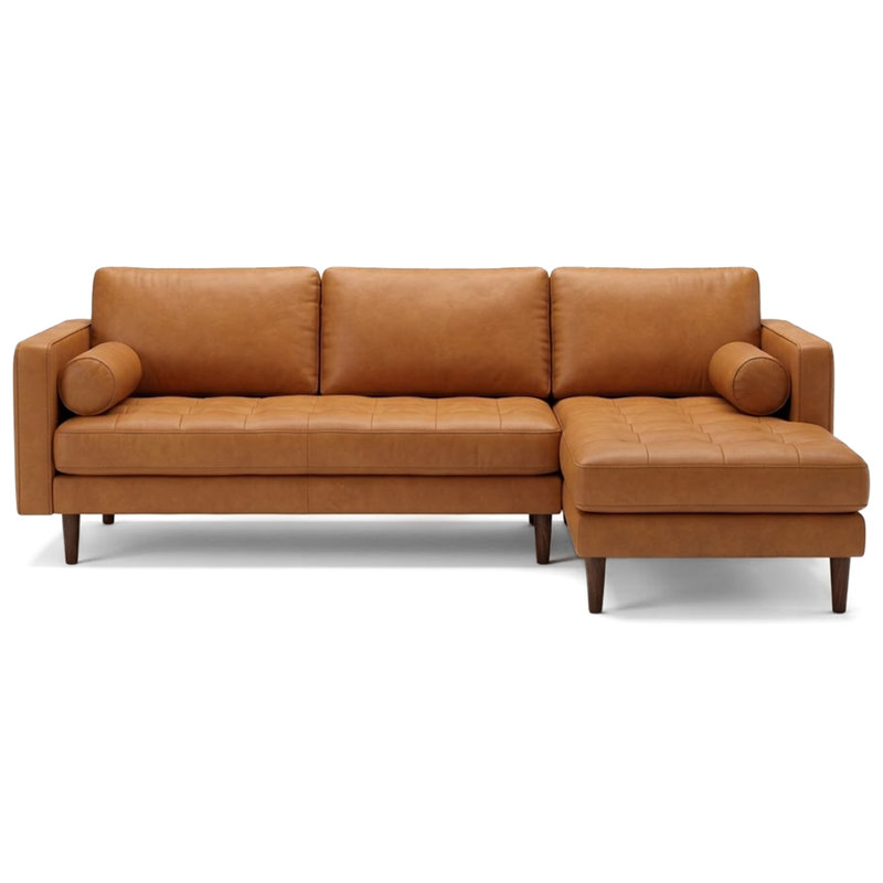 Lowry 101" Wide Genuine Leather Sofa & Chaise, Right Hand Facing