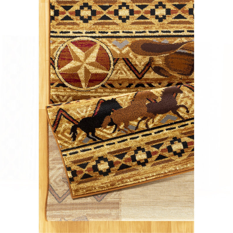 Beige Southwest Area Rug, Runner 2'7" x 7'3"