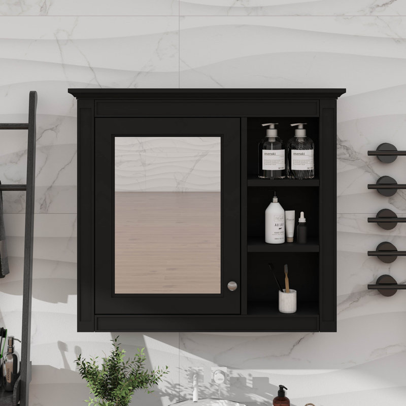 Armoire murale de rangement de salle de bain murale, armoire à pharmacie 30 po x 28 po avec porte miroir et tablette réglable