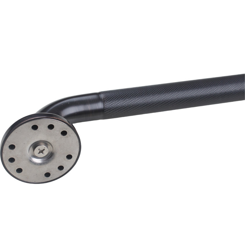 IMPEU 18-inch Textured Grab Bar for Bathtub and Shower, Oil Rubbed Bronze Finish, 1.5-Inch Diameter, Bathroom Saftey Hand Rail, 9-Hole 2.9" Threaded Flange, Wall-Mounted